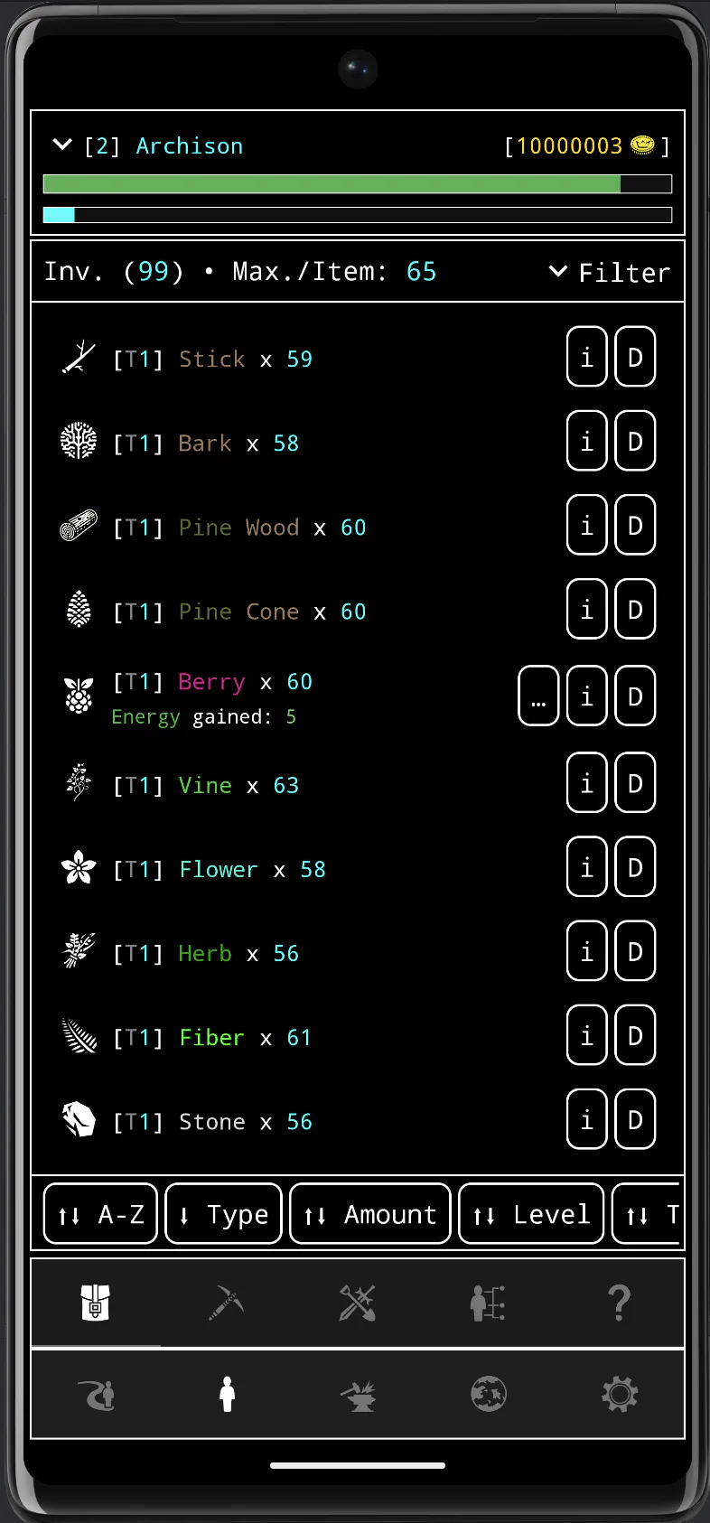 RAR: Islands - Inventory Screen