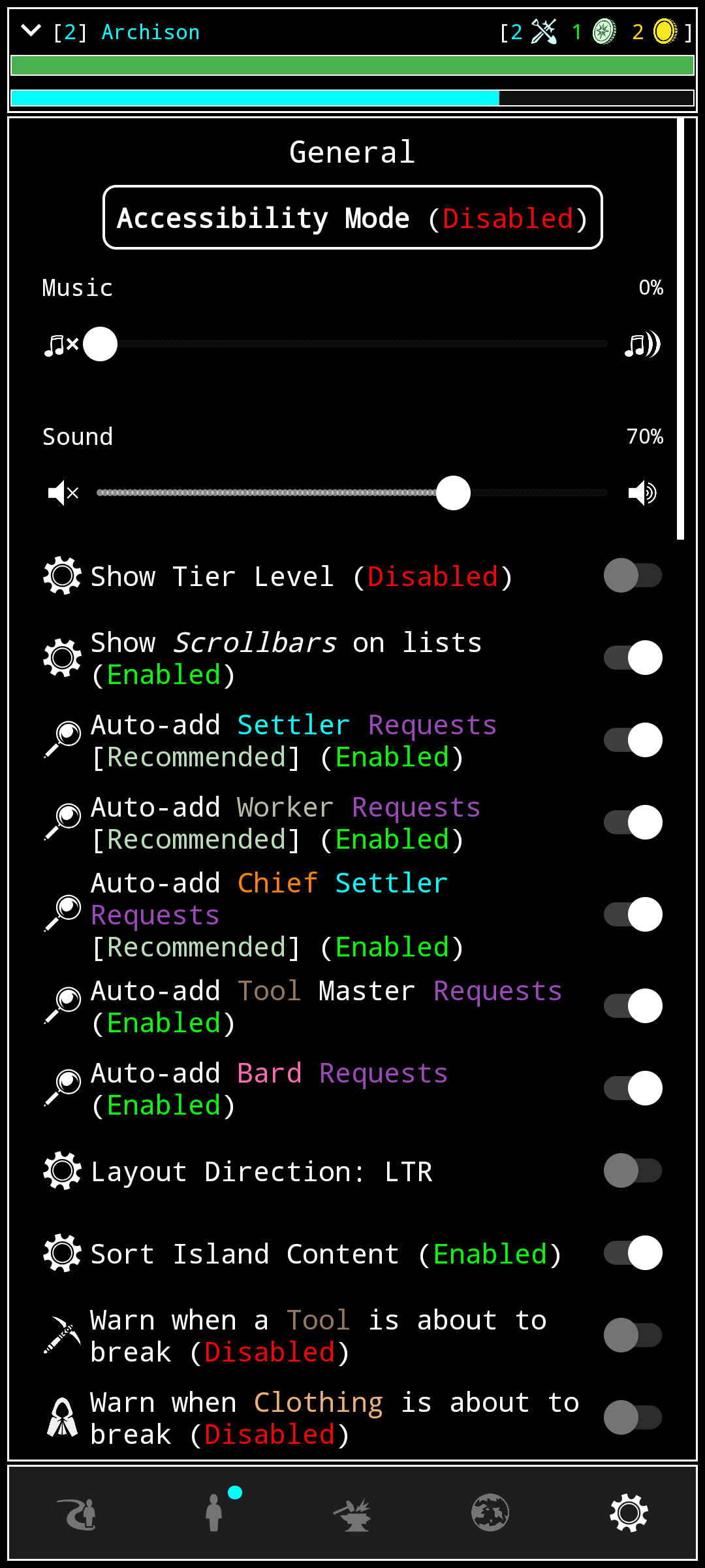 Settings Screen